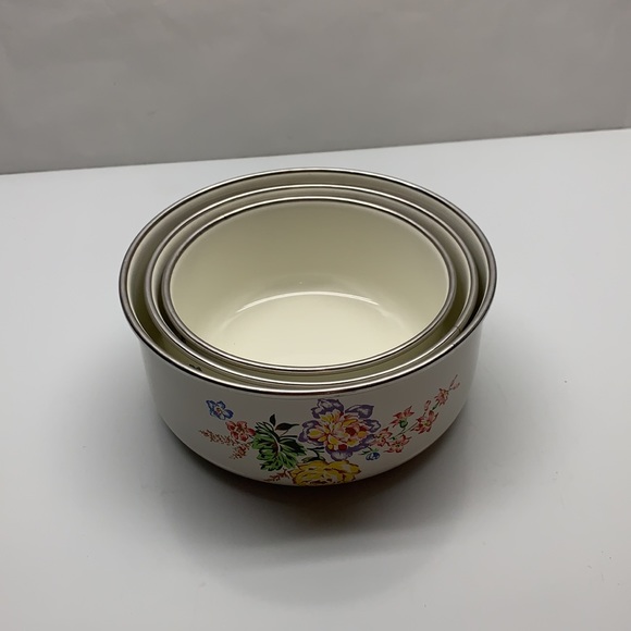 Vintage Kobe Enamel Nesting Bowls set 3 Roses - Picture 9 of 11